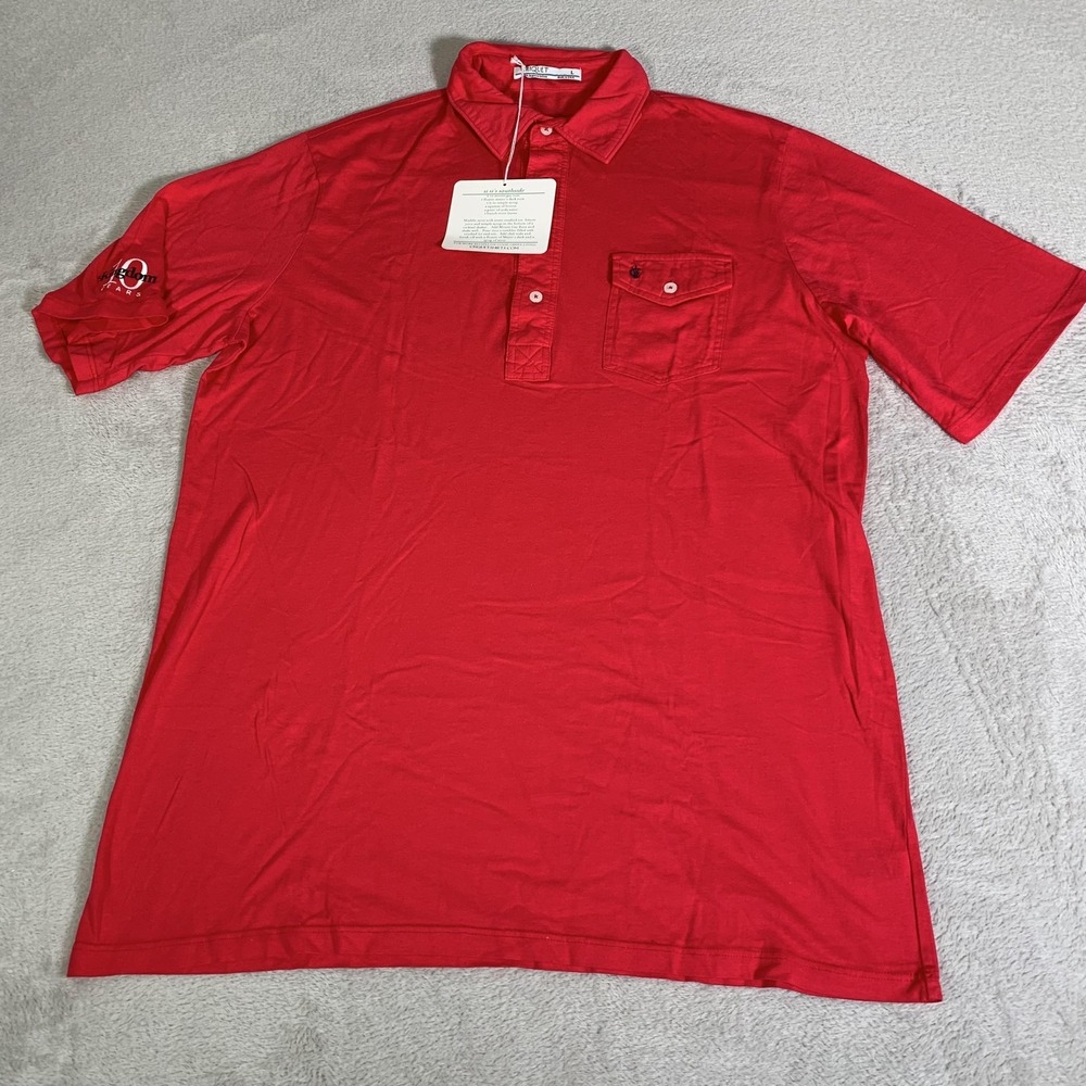 Criquet Polo Shirt Mens Large Red Organic Cotton Made USA Kingdom 10 Years NEW